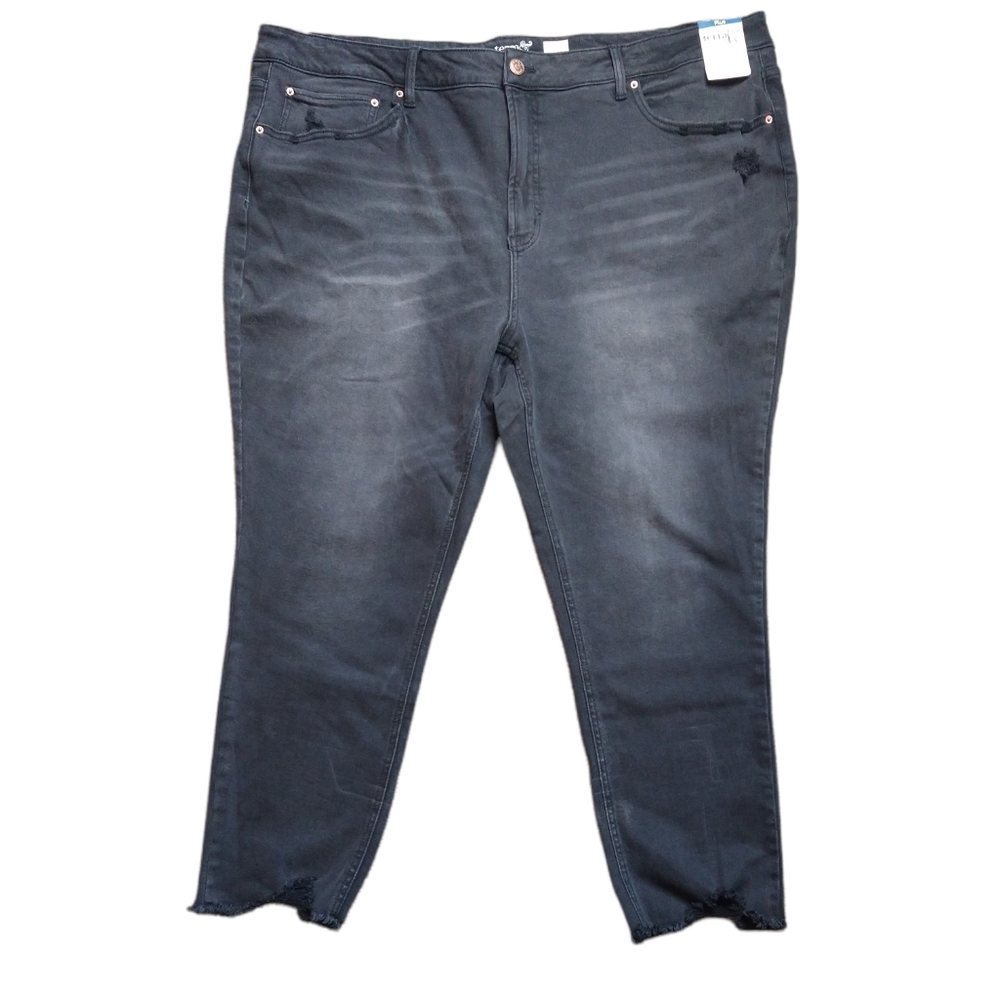 Terra & Sky Pull On Crop High Rise Denim Black Size 24W